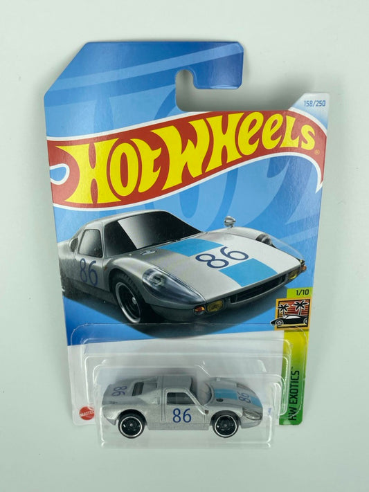 Hot Wheels 1:64 scale diecast model - Porsche 904 Carrera RS GTS Silver HW Exotics 2024 New/Sealed/LongCard
