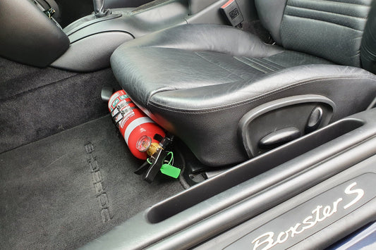 Fire Extinguisher Bracket to suit Porsche Boxster 986 / Carrera 996 with standard factory seats
