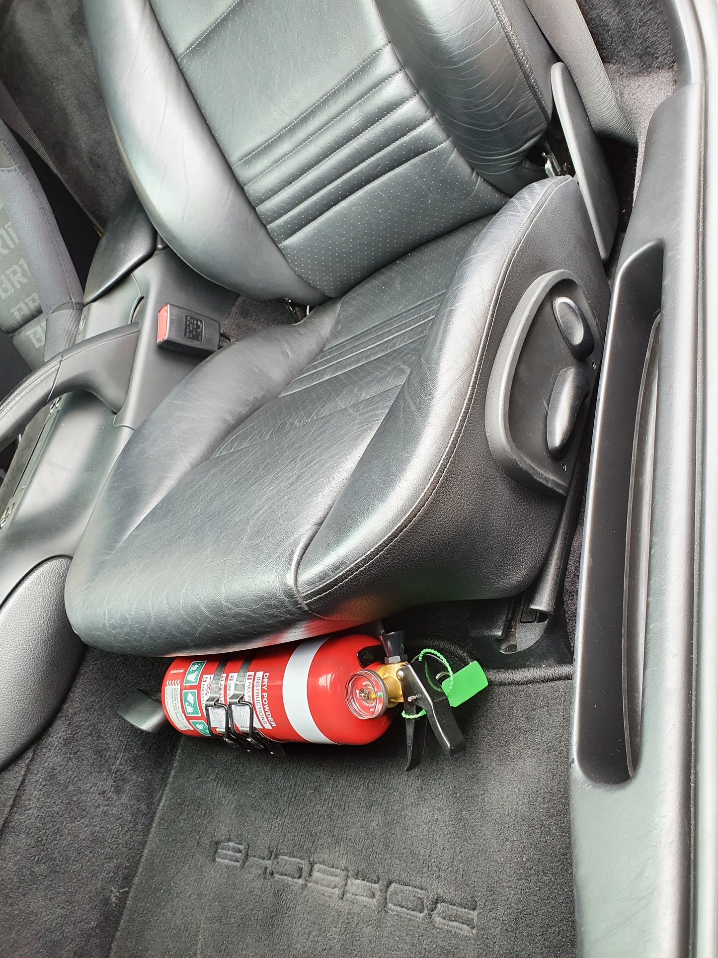 Fire Extinguisher Bracket to suit Porsche Boxster 986 / Carrera 996 with standard factory seats