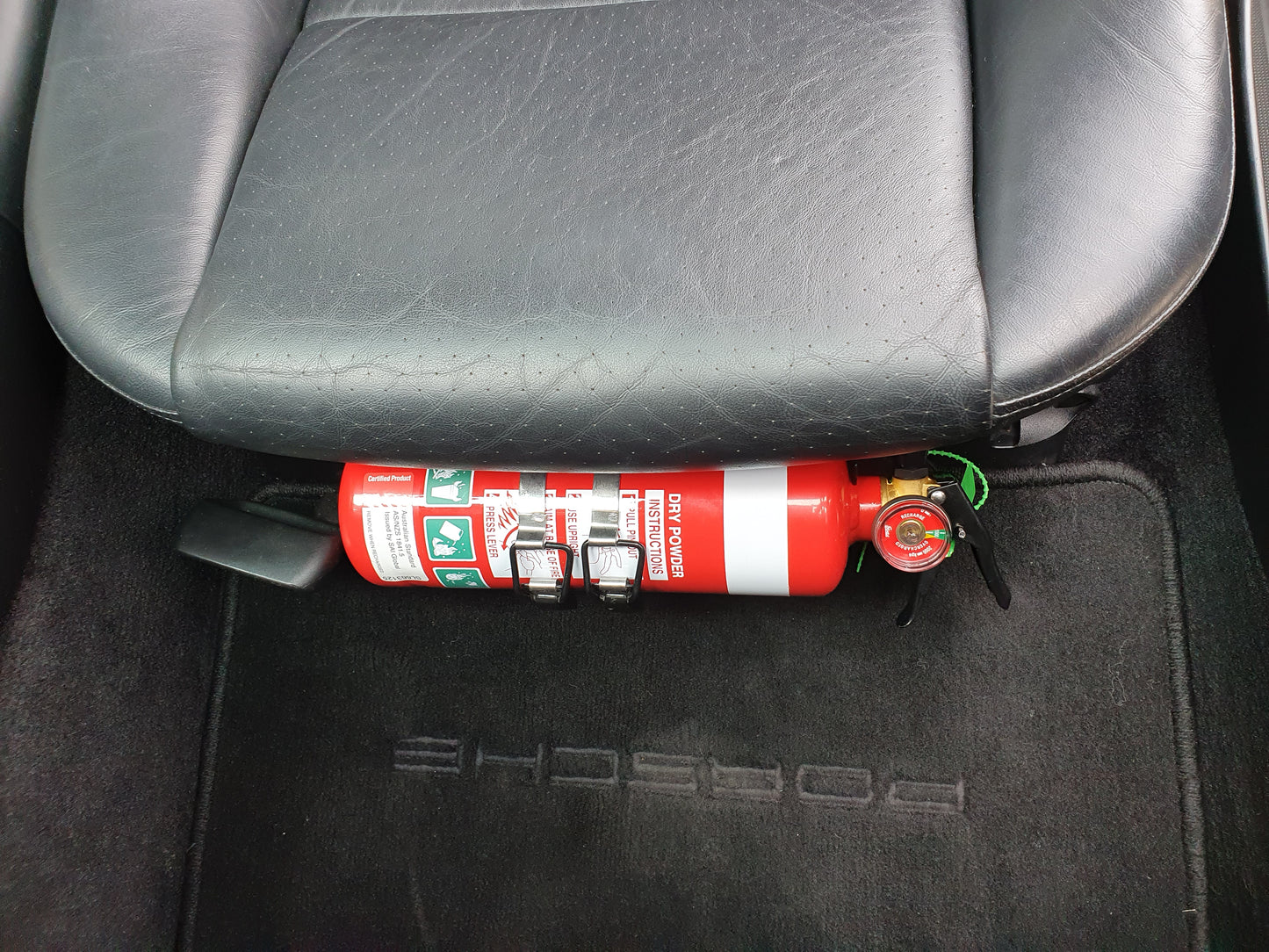 Fire Extinguisher Bracket to suit Porsche Boxster 986 / Carrera 996 with standard factory seats