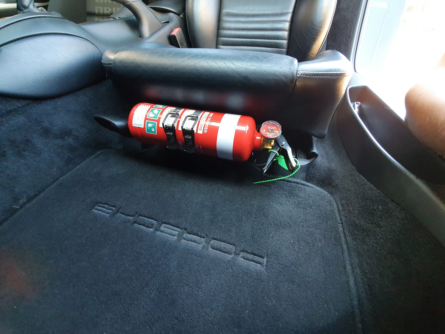 Fire Extinguisher Bracket to suit Porsche Boxster 986 / Carrera 996 with standard factory seats