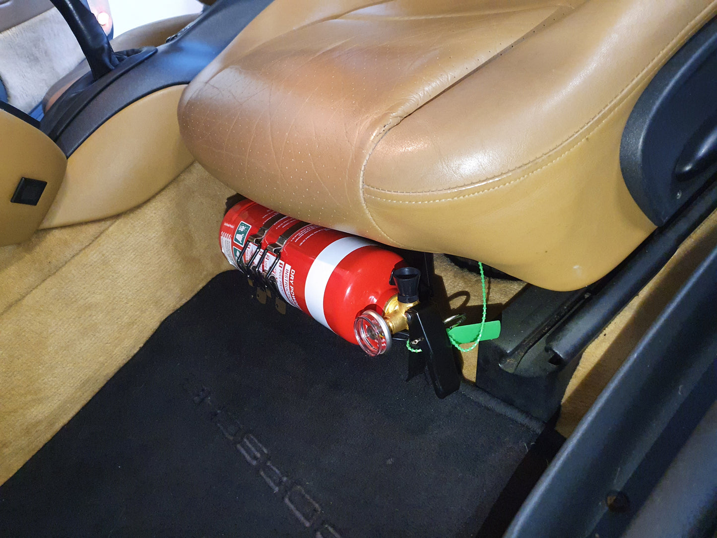Fire Extinguisher Bracket to suit Porsche Boxster 986 / Carrera 996 with standard factory seats