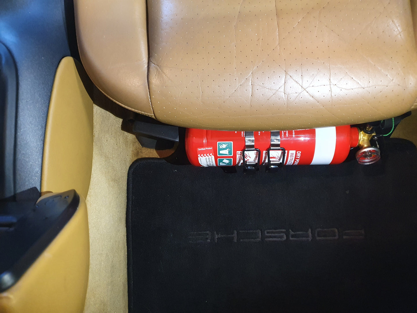 Fire Extinguisher Bracket to suit Porsche Boxster 986 / Carrera 996 with standard factory seats
