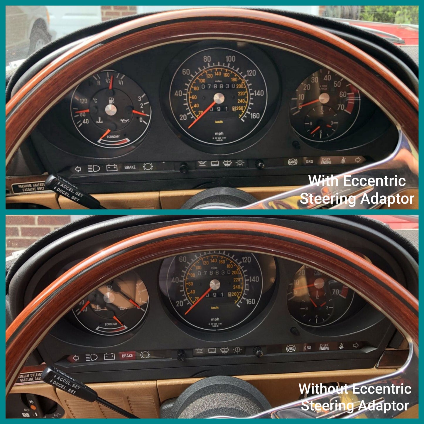 Image of before and after install exxentric steering adaptor