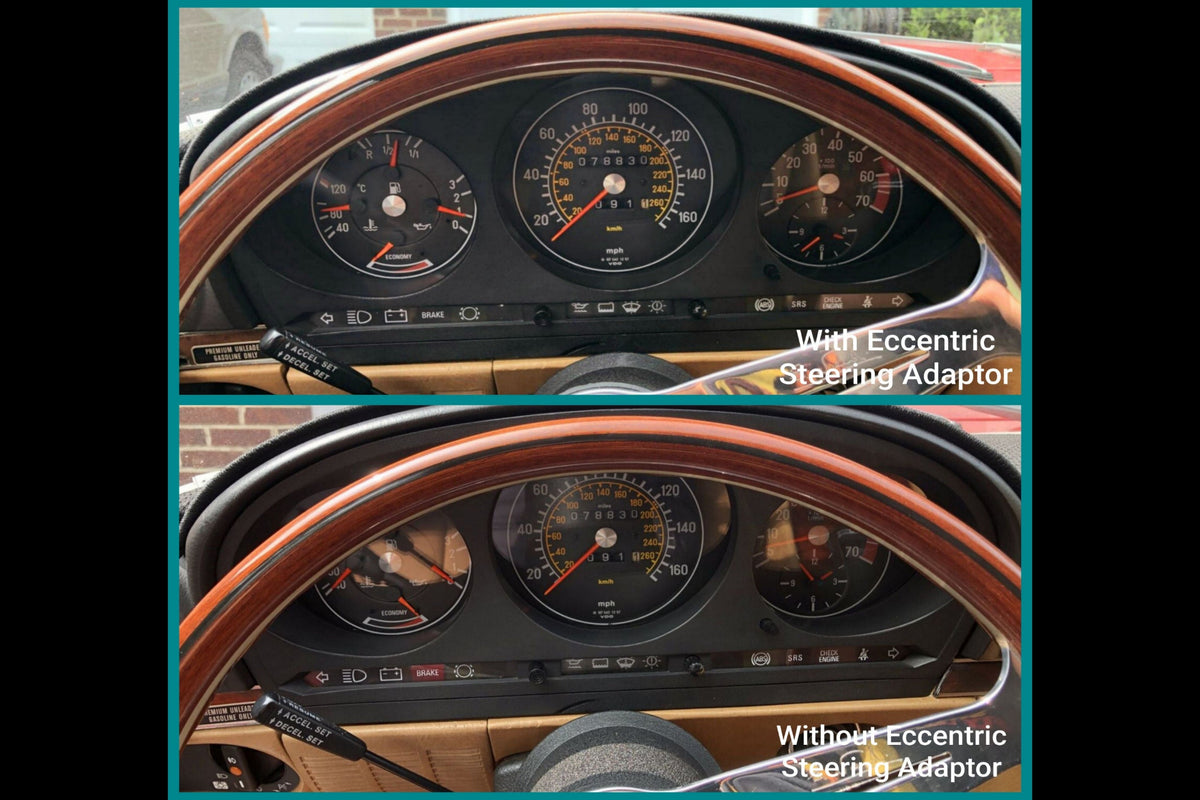 Image of before and after install exxentric steering adaptor