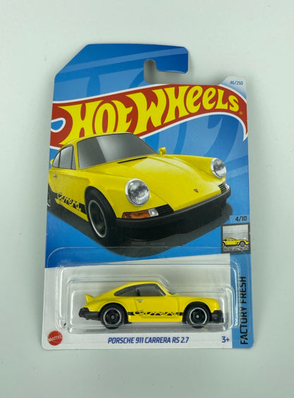 Hot Wheels 1:64 scale diecast model - Porsche 911 Carrera RS 2.7 Yellow Factory Fresh 2024 New/Sealed/LongCard