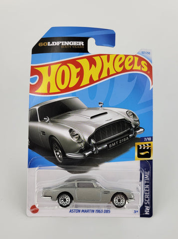 Hot Wheels 1:64 scale diecast model - Silver Aston Martin 1963 DB5 HW Screen Time 2024 New/Sealed/LongCard