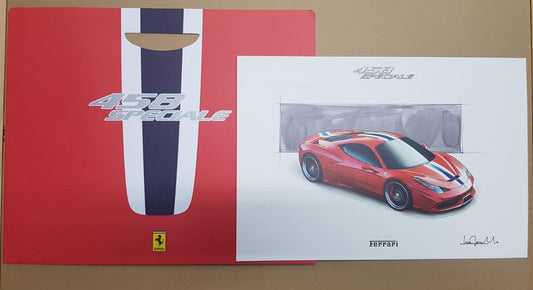 GENUINE FERRARI 458 Speciale Lithograph-Design Sketch-no brochure